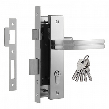 Замок. врезной с ручками 106-70мм Л/хром/Нора-М