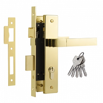 Замок. врезной с ручками 109-70мм Л/золото/Нора-М