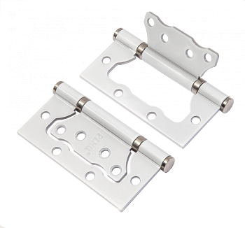 Петля  СТАЛЬ100х75х2,5 б/колп 2ВВFH б/врезки SW/CP/супер белый/хром блестящий/RENZ/