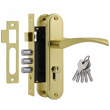 Замок. врезной с ручками 700А-61,5мм/золото/Нора-М