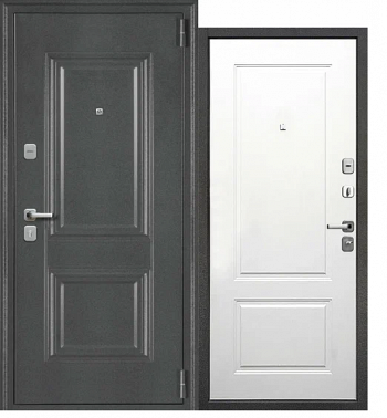 Дверь мет. М6  80  Антик серебро штамп/белый матовый (860х2050L)/Маэстро