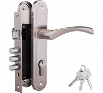 Замок. врезной с ручками LH 7036-X11/3кл/никель/61,5мм/PALIDORE
