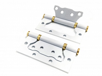 Петля  СТАЛЬ100х75х2,5 б/колп 2ВВFH б/врезки SW/PB/супер белый/латунь блестящая/RENZ/